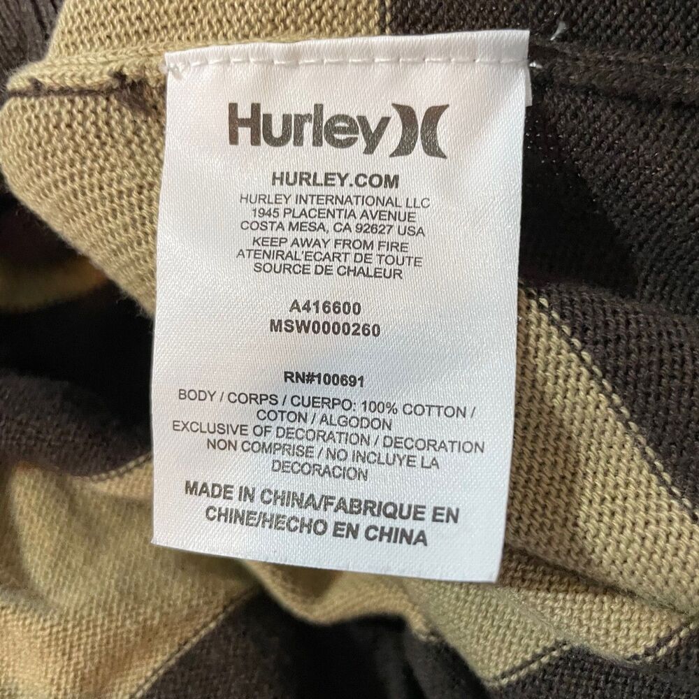 Hurley Sweatshirt Long Sleeve Stripe Blue Drawstring Button Cotton Hoodie Men XL - Picture 4 of 6